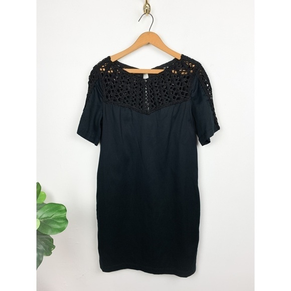 Maeve Anthropologie Black Crochet Pocketed Sheath Dress Sz XS - Picture 3 of 11